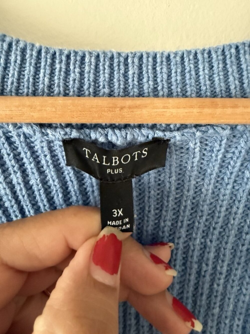 Talbots Blue 100% Cotton V-neck Ribbed Knit Cardigan Chunky Cottage Cozy 3x - Picture 8 of 8